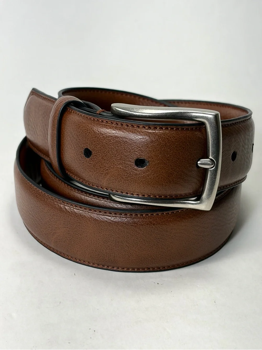 Dockers Classic Brown Synthetic Leather Belt with Silver Buckle M 34-36
